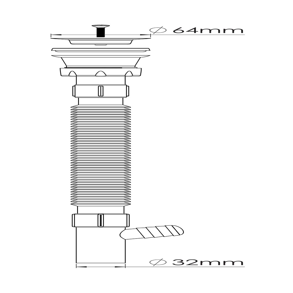 1 O32 Flexible Siphon With Machine Connection Nova